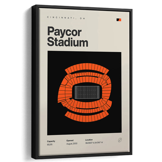 Cincinnati Bengals Stadium Print, Paycor Stadium Print, Man Cave Gift, Floating Framed Canvas Print Wall Art