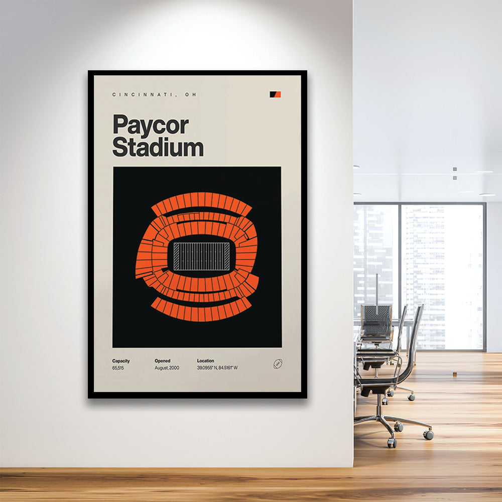 Cincinnati Bengals Stadium Print, Paycor Stadium Print, Gifts for him, Sport Art, Framed Art Print Wall Decor