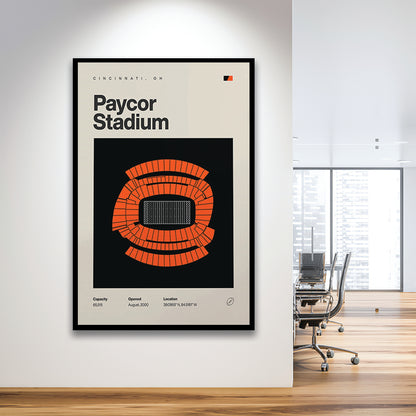 Cincinnati Bengals Stadium Print, Paycor Stadium Print, Gifts for him, Sport Art, Framed Art Print Wall Decor