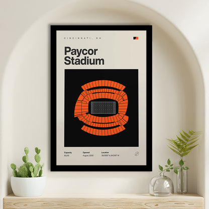 Cincinnati Bengals Stadium Print, Paycor Stadium Print, Gifts for him, Sport Art, Framed Art Print Wall Decor