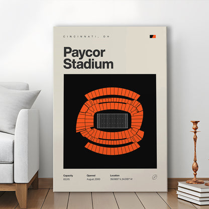 Cincinnati Bengals Stadium Print, Paycor Stadium Print, Fan Gifts, Sport Art, Canvas Print Wall Art
