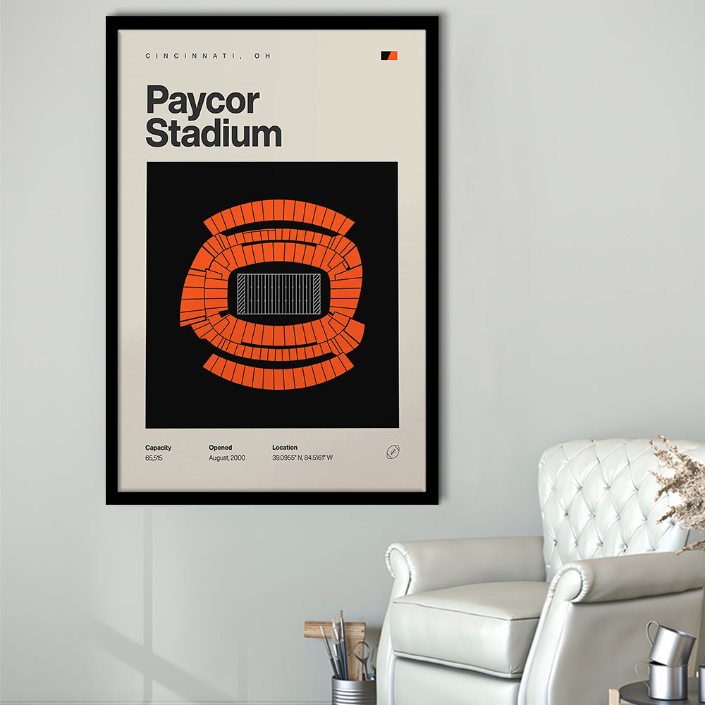 Cincinnati Bengals Stadium Print, Paycor Stadium Print, Gifts for him, Sport Art, Framed Art Print Wall Decor