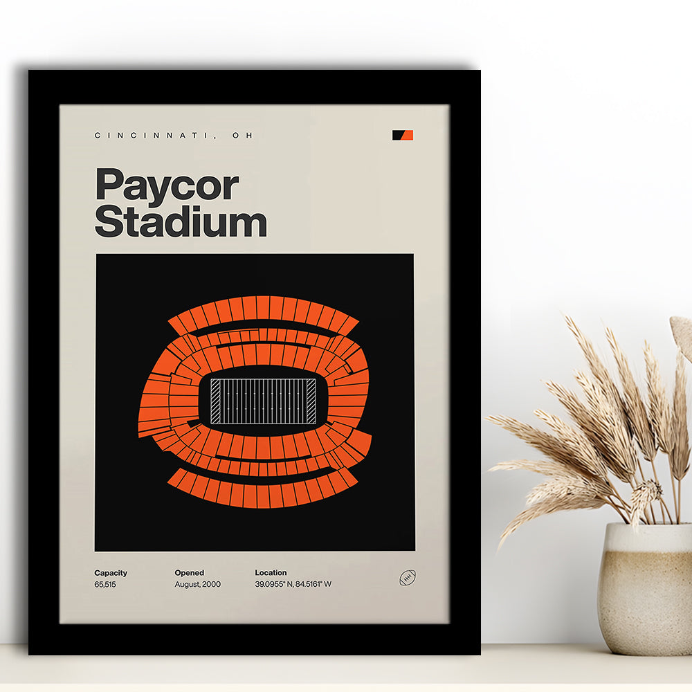 Cincinnati Bengals Stadium Print, Paycor Stadium Print, Gifts for him, Sport Art, Framed Art Print Wall Decor