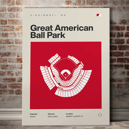 Cincinnati Reds Stadium Print, Great American Ball Park Print, Fan Gifts, Sport Art, Canvas Print Wall Art