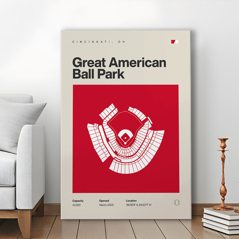Cincinnati Reds Stadium Print, Great American Ball Park Print, Fan Gifts, Sport Art, Canvas Print Wall Art