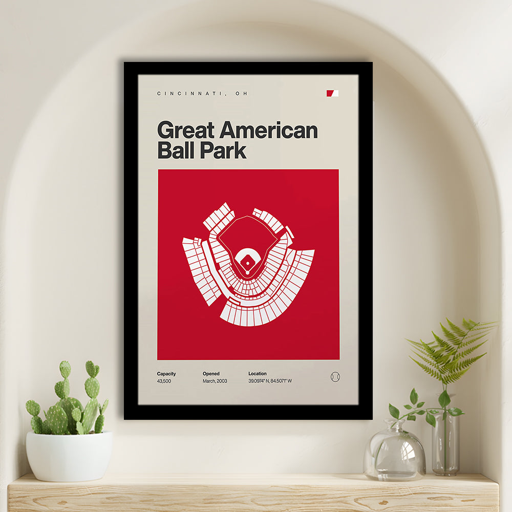 Cincinnati Reds Stadium Print, Great American Ball Park Print, Gifts for him, Sport Art, Framed Art Print Wall Decor