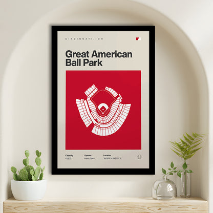 Cincinnati Reds Stadium Print, Great American Ball Park Print, Gifts for him, Sport Art, Framed Art Print Wall Decor