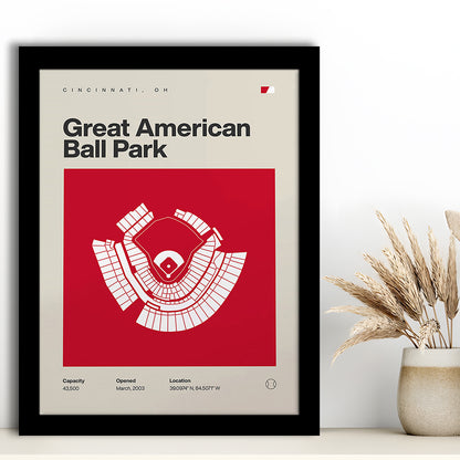 Cincinnati Reds Stadium Print, Great American Ball Park Print, Gifts for him, Sport Art, Framed Art Print Wall Decor