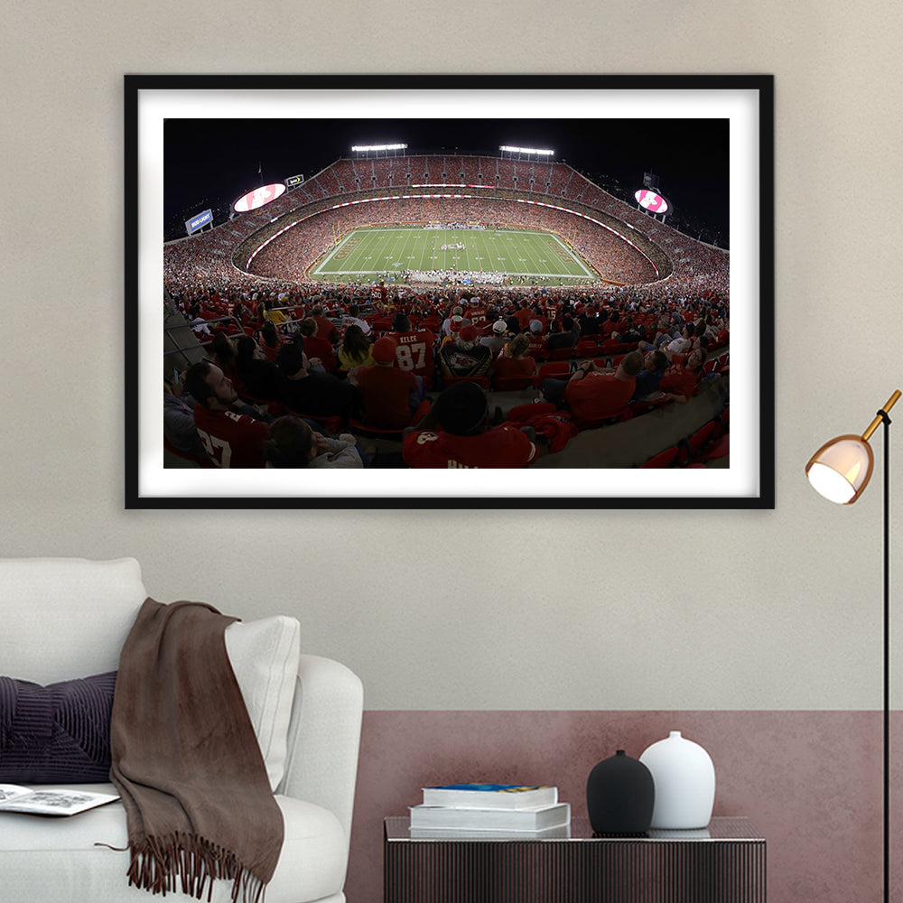 Cinco De Septiembre Stadium, Stadium Canvas, Sport Art, Gift for him, White Border Framed Art Print Wall Decor