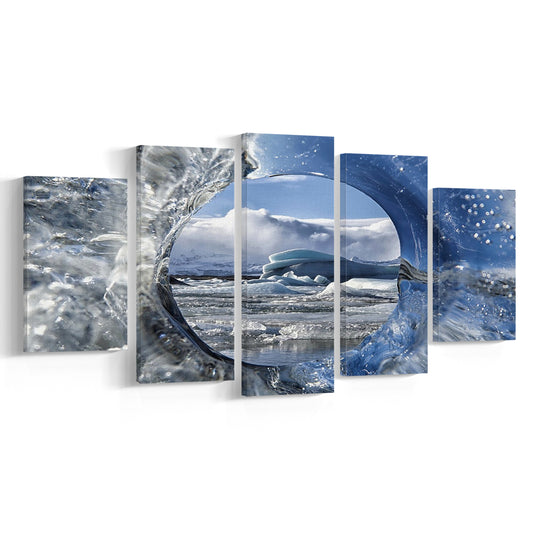 Circle Of Life Large Stretched Canvas Floating Frame Wall Art Print, 5 Piece Large Cavas Print Wall Art