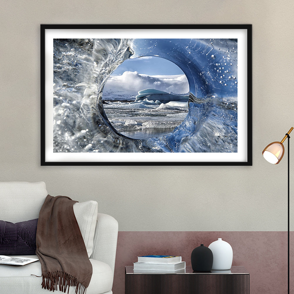 Circle Of Life Large Stretched Floating Frame Wall Art Print, Framed Art Print White Border