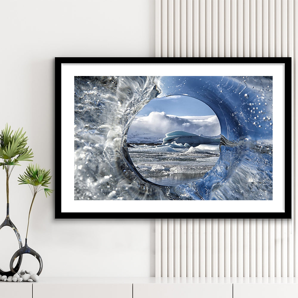 Circle Of Life Large Stretched Floating Frame Wall Art Print, Framed Art Print White Border