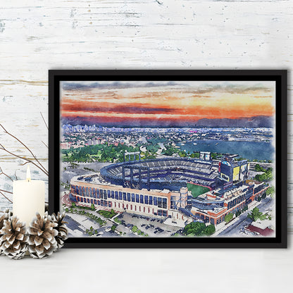 Citi Field Painting Canvas, Mets Painting Stadium Watercolor, Sport Gift Art, Framed Canvas Print Wall Art