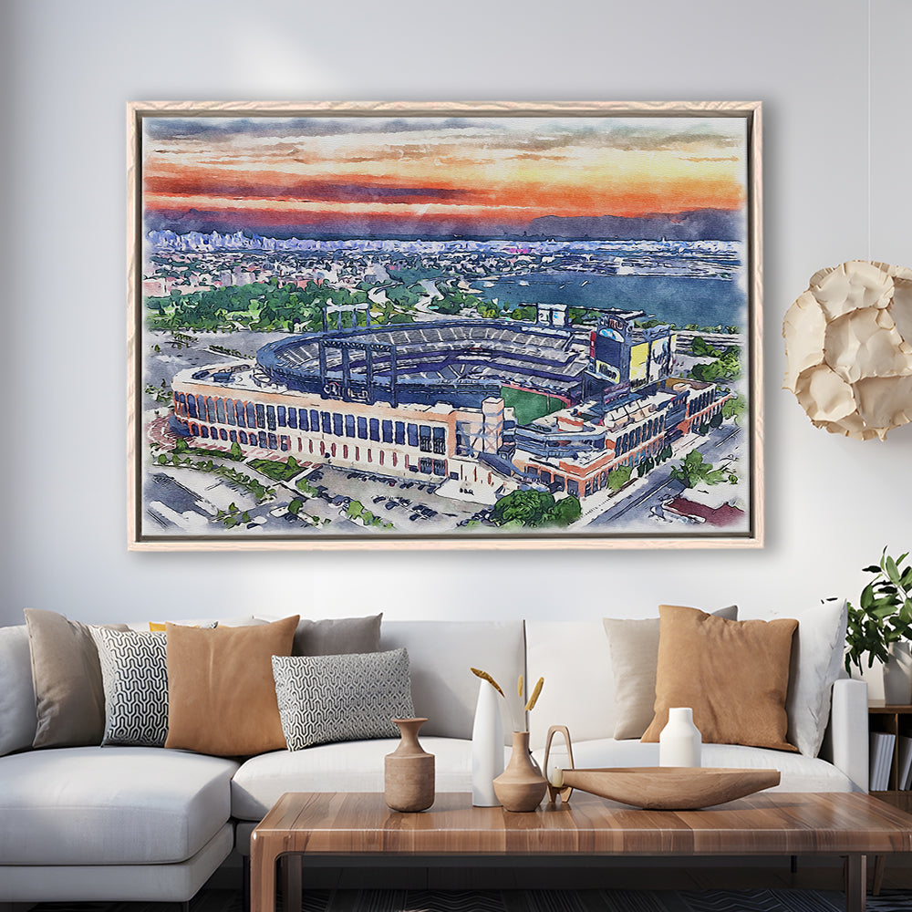 Citi Field Painting Canvas, Mets Painting Stadium Watercolor, Sport Gift Art, Framed Canvas Print Wall Art