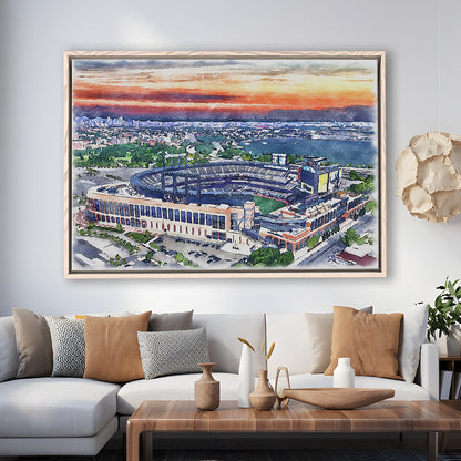 Citi Field Painting Canvas, Mets Painting Stadium Watercolor, Sport Gift Art, Framed Canvas Print Wall Art