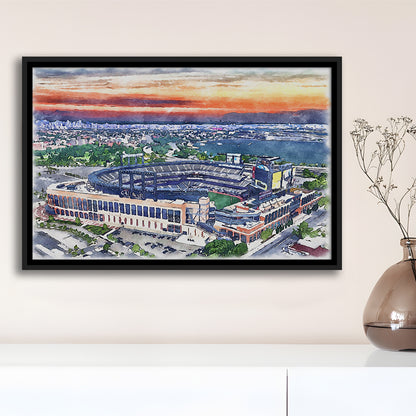Citi Field Painting Canvas, Mets Painting Stadium Watercolor, Sport Gift Art, Framed Canvas Print Wall Art