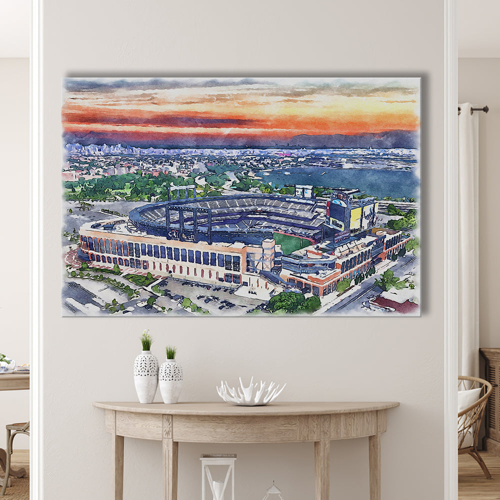 Citi Field Painting Canvas, Mets Painting Stadium Watercolor, Sport Art, Gifts for him, Canvas Print Wall Art