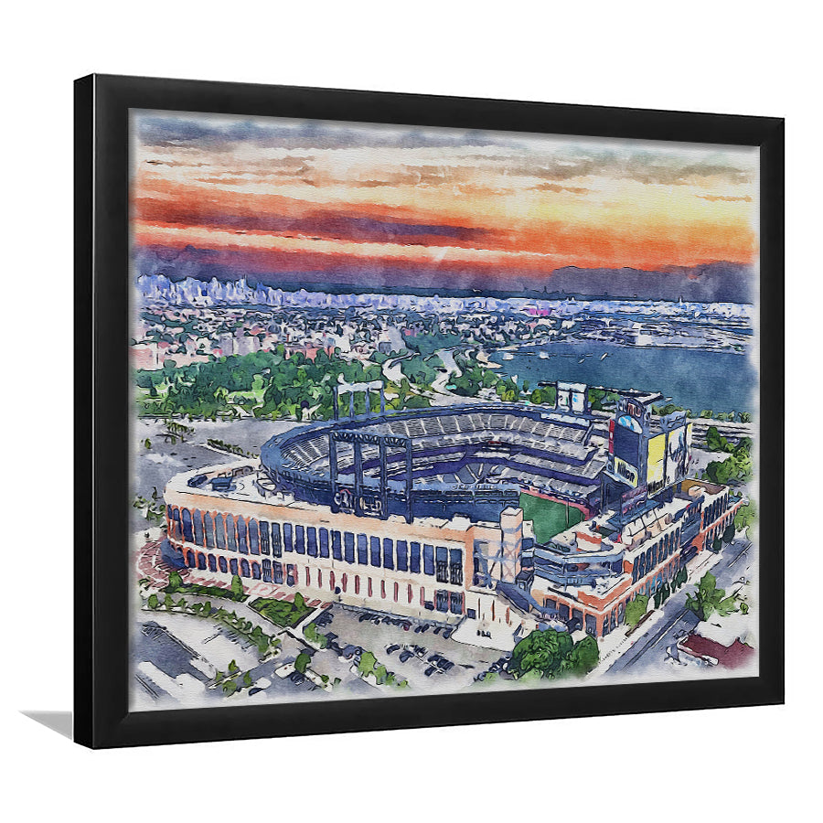 Citi Field Painting Canvas, Mets Painting Stadium Watercolor, Sport Gift Art, Framed Art Print Wall Decor