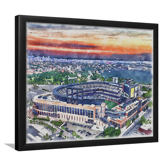 Citi Field Painting Canvas, Mets Painting Stadium Watercolor, Sport Gift Art, Framed Art Print Wall Decor