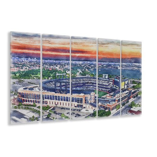 Citi Field Painting Canvas, Mets Painting Stadium Watercolor, Sport Art, Extra Large Canvas Print Wall Art