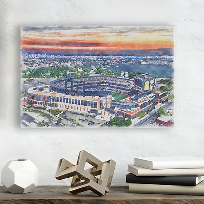 Citi Field Painting Canvas, Mets Painting Stadium Watercolor, Sport Art, Gifts for him, Canvas Print Wall Art