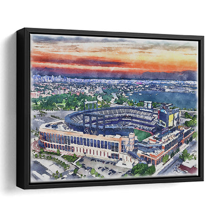 Citi Field Painting Canvas, Mets Painting Stadium Watercolor, Sport Gift Art, Framed Canvas Print Wall Art