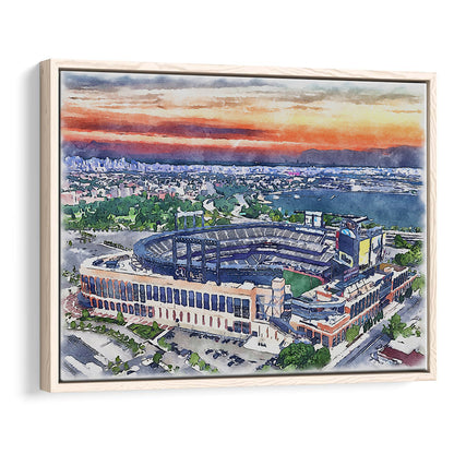 Citi Field Painting Canvas, Mets Painting Stadium Watercolor, Sport Gift Art, Framed Canvas Print Wall Art