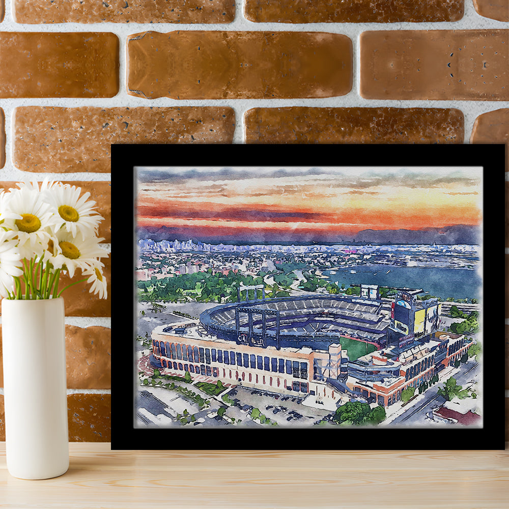 Citi Field Painting Canvas, Mets Painting Stadium Watercolor, Sport Gift Art, Framed Art Print Wall Decor