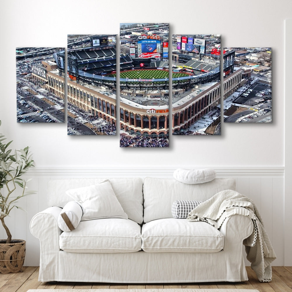 Citi Field Aerial View, Stadium Canvas, Sport Art, Gift for him, 5 Panel, Large Canvas, Canvas Print Wall Art