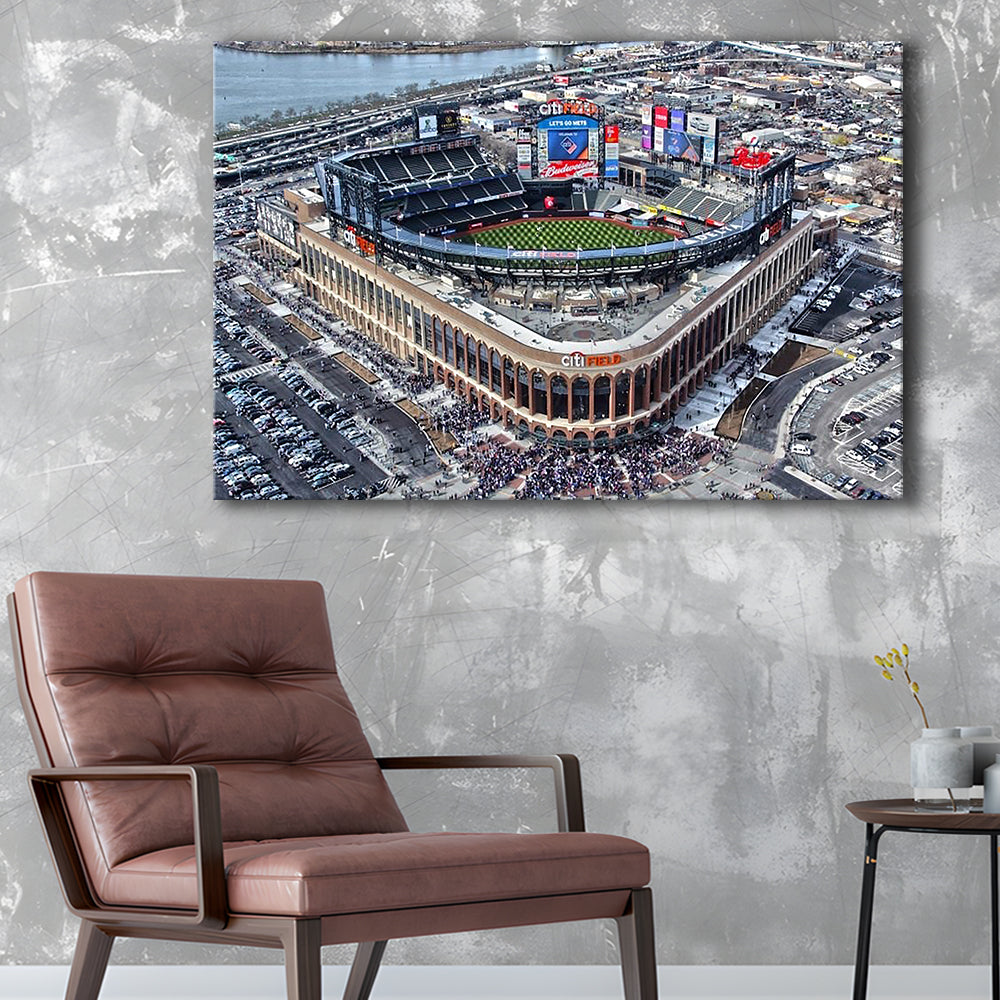 Citi Field Aerial View, Stadium Canvas, Sport Art, Gift for him, Man Cave Decor, Art Print, Canvas Print Wall Art