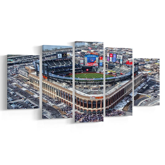Citi Field Aerial View, Stadium Canvas, Sport Art, Gift for him, 5 Panel, Large Canvas, Canvas Print Wall Art