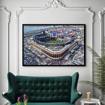 Citi Field Aerial View, Stadium Canvas, Sport Art, Gift for him, Framed Art Print Wall Decor, Picture Framed