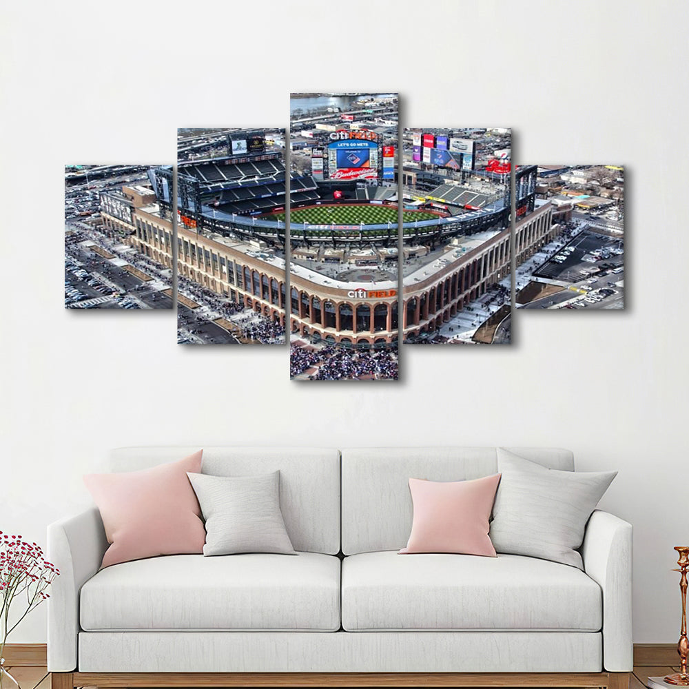 Citi Field Aerial View, Stadium Canvas, Sport Art, Gift for him, 5 Panel, Large Canvas, Canvas Print Wall Art
