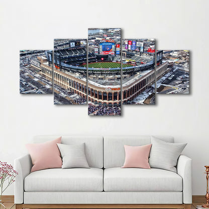 Citi Field Aerial View, Stadium Canvas, Sport Art, Gift for him, 5 Panel, Large Canvas, Canvas Print Wall Art