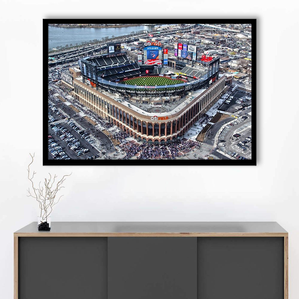 Citi Field Aerial View, Stadium Canvas, Sport Art, Gift for him, Framed Art Print Wall Decor, Picture Framed
