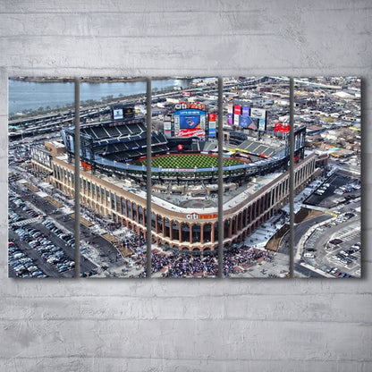Citi Field Aerial View, Stadium Canvas, Sport Art, 5 Panel B, Extra Large Canvas, Canvas Print Wall Art