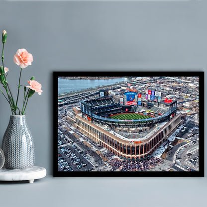 Citi Field Aerial View, Stadium Canvas, Sport Art, Gift for him, Framed Art Print Wall Decor, Picture Framed