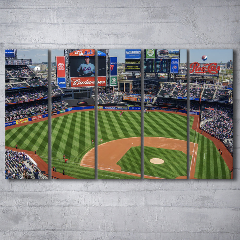 Citi Field Center, Stadium Canvas, Sport Art, 5 Panel B, Extra Large Canvas, Canvas Print Wall Art