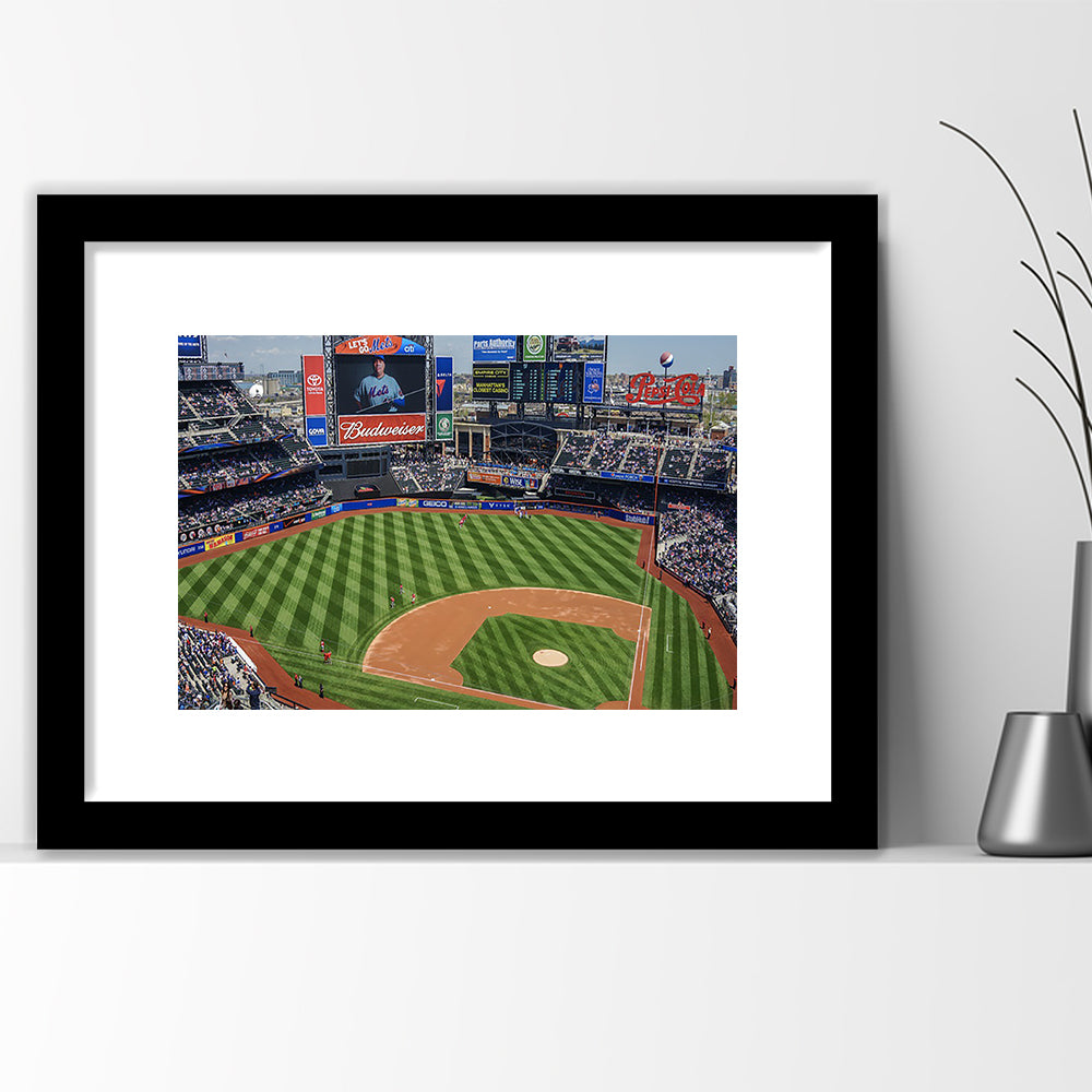 Citi Field Center, Stadium Canvas, Sport Art, Gift for him, White Border Framed Art Print Wall Decor