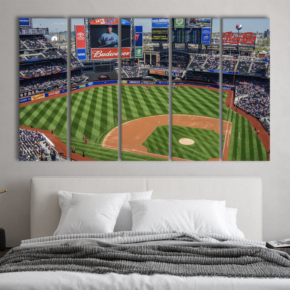 Citi Field Center, Stadium Canvas, Sport Art, 5 Panel B, Extra Large Canvas, Canvas Print Wall Art