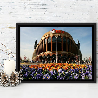 Citi Field Outside View, Stadium Canvas, Sport Art, Framed Canvas Print Wall Art, Floating Frame