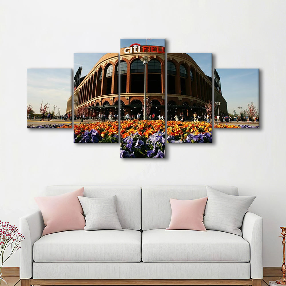 Citi Field Outside View, Stadium Canvas, Sport Art, Gift for him, 5 Panel, Large Canvas, Canvas Print Wall Art