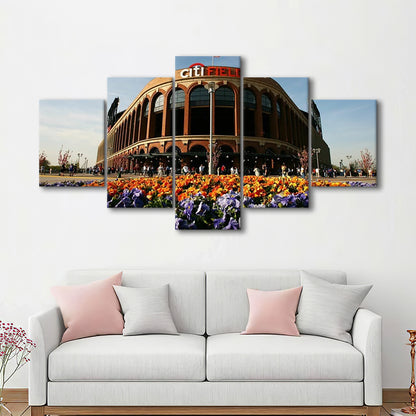 Citi Field Outside View, Stadium Canvas, Sport Art, Gift for him, 5 Panel, Large Canvas, Canvas Print Wall Art