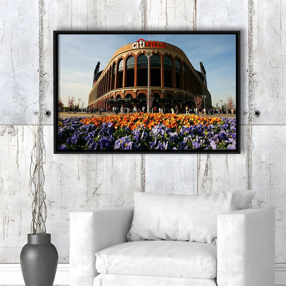 Citi Field Outside View, Stadium Canvas, Sport Art, Framed Canvas Print Wall Art, Floating Frame