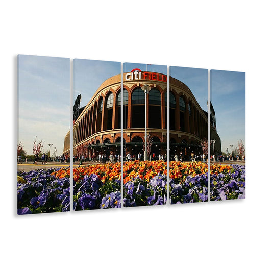 Citi Field Outside View, Stadium Canvas, Sport Art, 5 Panel B, Extra Large Canvas, Canvas Print Wall Art