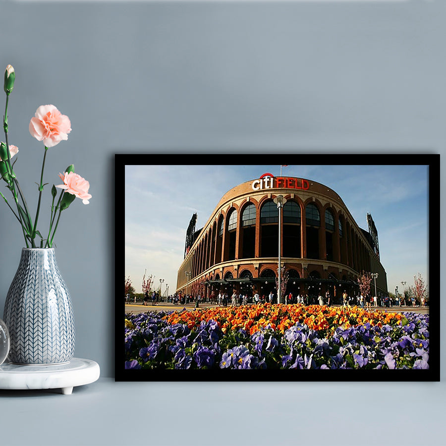 Citi Field Outside View, Stadium Canvas, Sport Art, Gift for him, Framed Art Print Wall Decor, Picture Framed