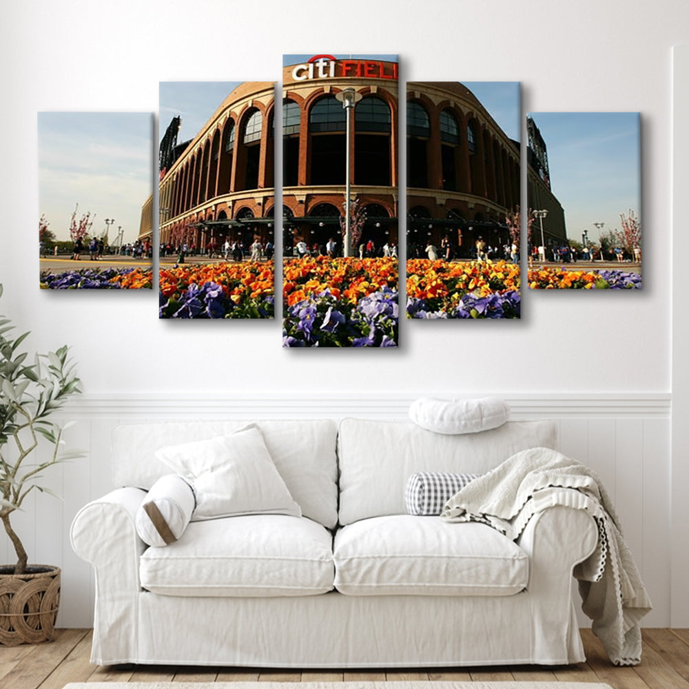 Citi Field Outside View, Stadium Canvas, Sport Art, Gift for him, 5 Panel, Large Canvas, Canvas Print Wall Art