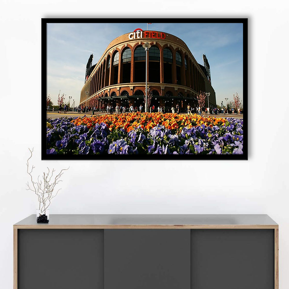 Citi Field Outside View, Stadium Canvas, Sport Art, Gift for him, Framed Art Print Wall Decor, Picture Framed