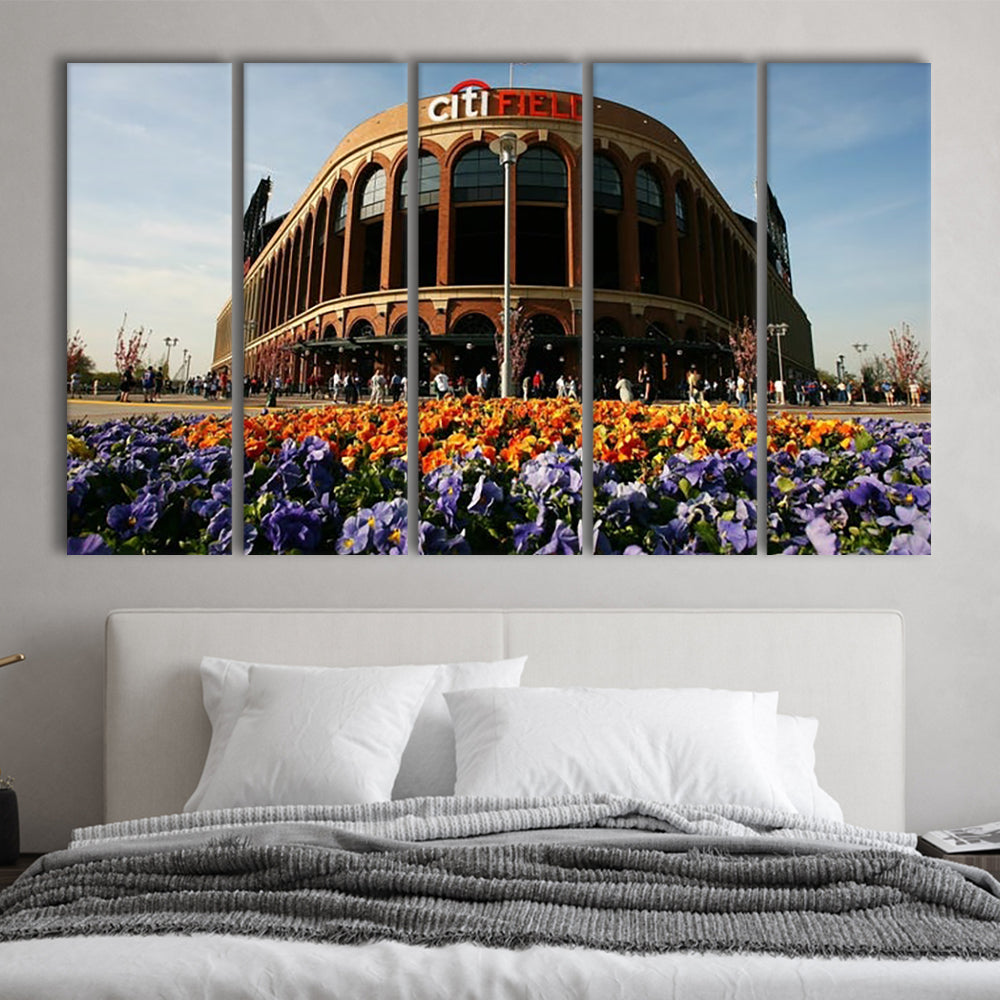 Citi Field Outside View, Stadium Canvas, Sport Art, 5 Panel B, Extra Large Canvas, Canvas Print Wall Art