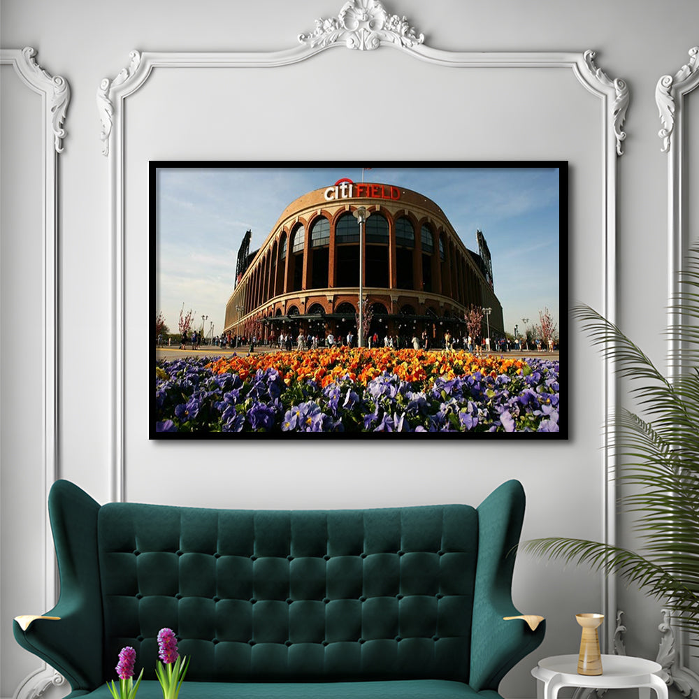 Citi Field Outside View, Stadium Canvas, Sport Art, Gift for him, Framed Art Print Wall Decor, Picture Framed